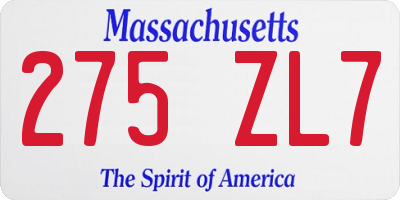MA license plate 275ZL7