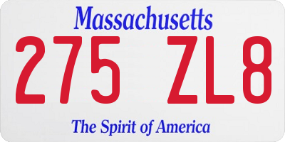 MA license plate 275ZL8