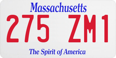 MA license plate 275ZM1