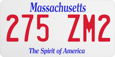 MA license plate 275ZM2
