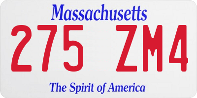 MA license plate 275ZM4
