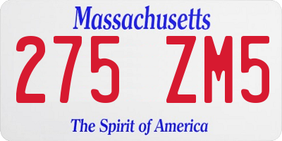 MA license plate 275ZM5