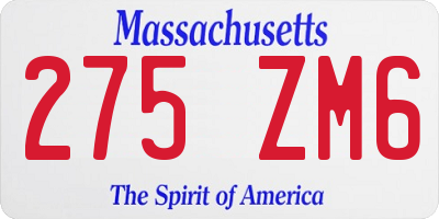 MA license plate 275ZM6