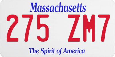 MA license plate 275ZM7
