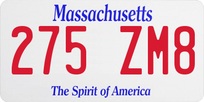 MA license plate 275ZM8