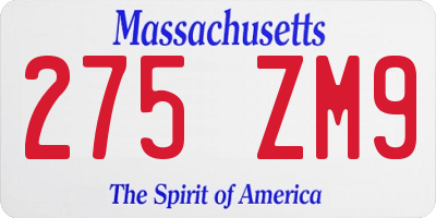 MA license plate 275ZM9