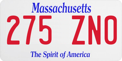 MA license plate 275ZN0