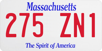 MA license plate 275ZN1