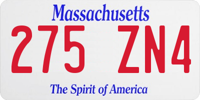 MA license plate 275ZN4