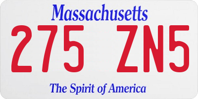 MA license plate 275ZN5
