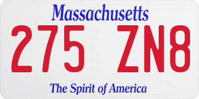 MA license plate 275ZN8