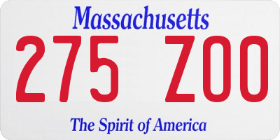 MA license plate 275ZO0