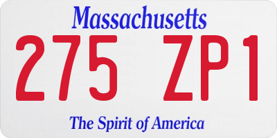 MA license plate 275ZP1