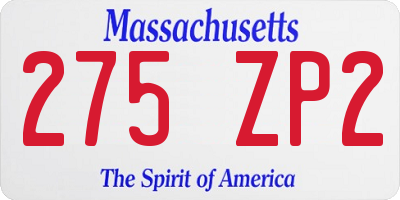 MA license plate 275ZP2