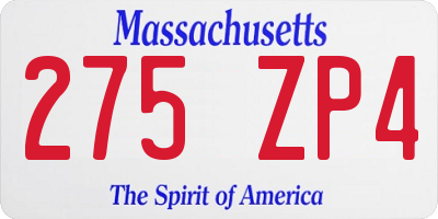 MA license plate 275ZP4