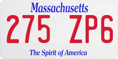 MA license plate 275ZP6
