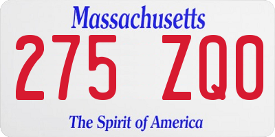 MA license plate 275ZQ0