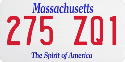 MA license plate 275ZQ1