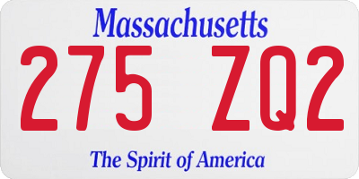 MA license plate 275ZQ2