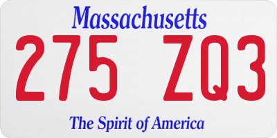MA license plate 275ZQ3