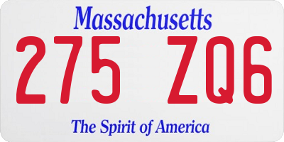 MA license plate 275ZQ6