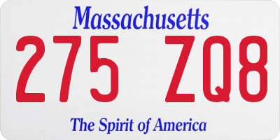 MA license plate 275ZQ8