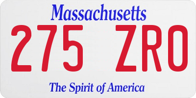 MA license plate 275ZR0