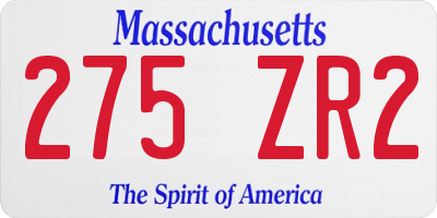 MA license plate 275ZR2