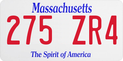 MA license plate 275ZR4