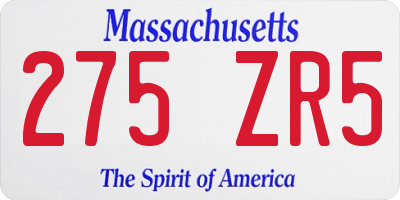 MA license plate 275ZR5