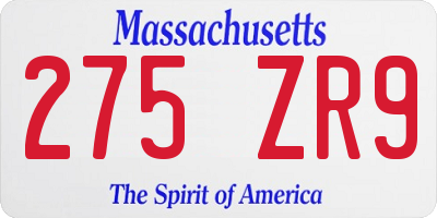 MA license plate 275ZR9