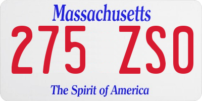 MA license plate 275ZS0