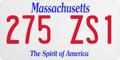 MA license plate 275ZS1