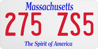 MA license plate 275ZS5