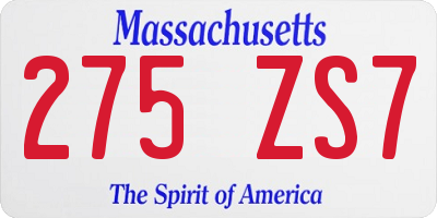 MA license plate 275ZS7