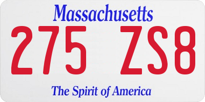 MA license plate 275ZS8