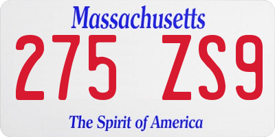 MA license plate 275ZS9