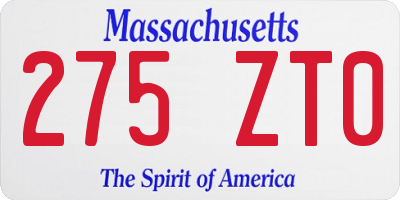 MA license plate 275ZT0