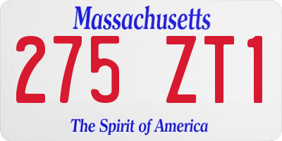 MA license plate 275ZT1