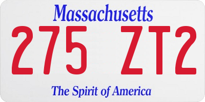 MA license plate 275ZT2