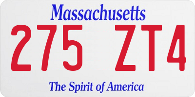 MA license plate 275ZT4
