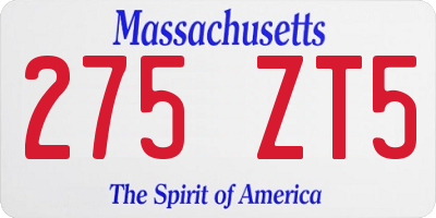 MA license plate 275ZT5