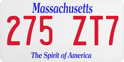 MA license plate 275ZT7