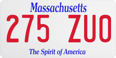 MA license plate 275ZU0