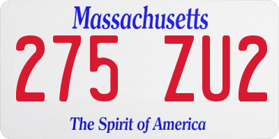 MA license plate 275ZU2