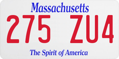 MA license plate 275ZU4
