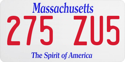 MA license plate 275ZU5