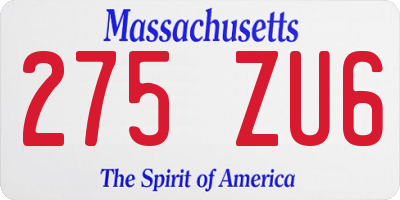 MA license plate 275ZU6