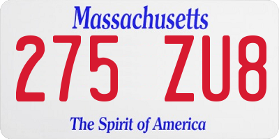 MA license plate 275ZU8