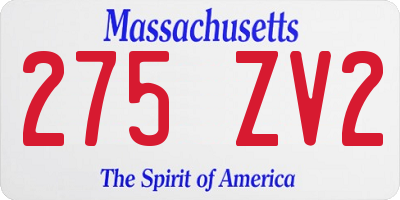 MA license plate 275ZV2